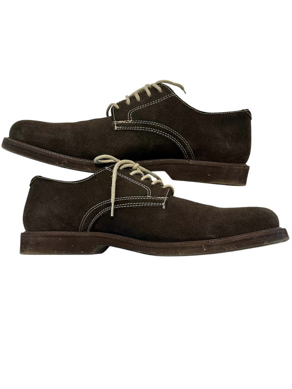 Men's Dark Brown Suede Derby Shoes w/Contrast Stitching & Laces Brazil 40 US 8-9 - Picture 8 of 12